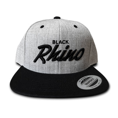 Black Rhino Raider Logo YP Classics Snapback Hat - Heather Gray/Black